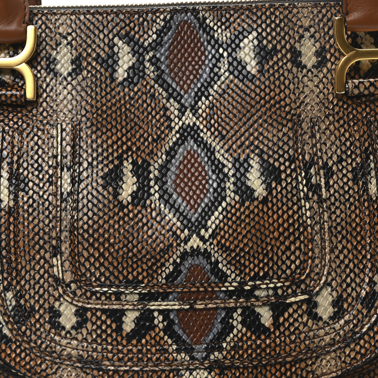Chloe Snakeskin Embossed Calfskin Medium Marcie Satchel Brown Multicolor 8 of 10