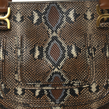 Chloe Snakeskin Embossed Calfskin Medium Marcie Satchel Brown Multicolor 8 of 10
