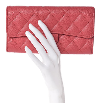 Chanel Caviar Quilted Large Gusset Flap Wallet Pink 2 of 10