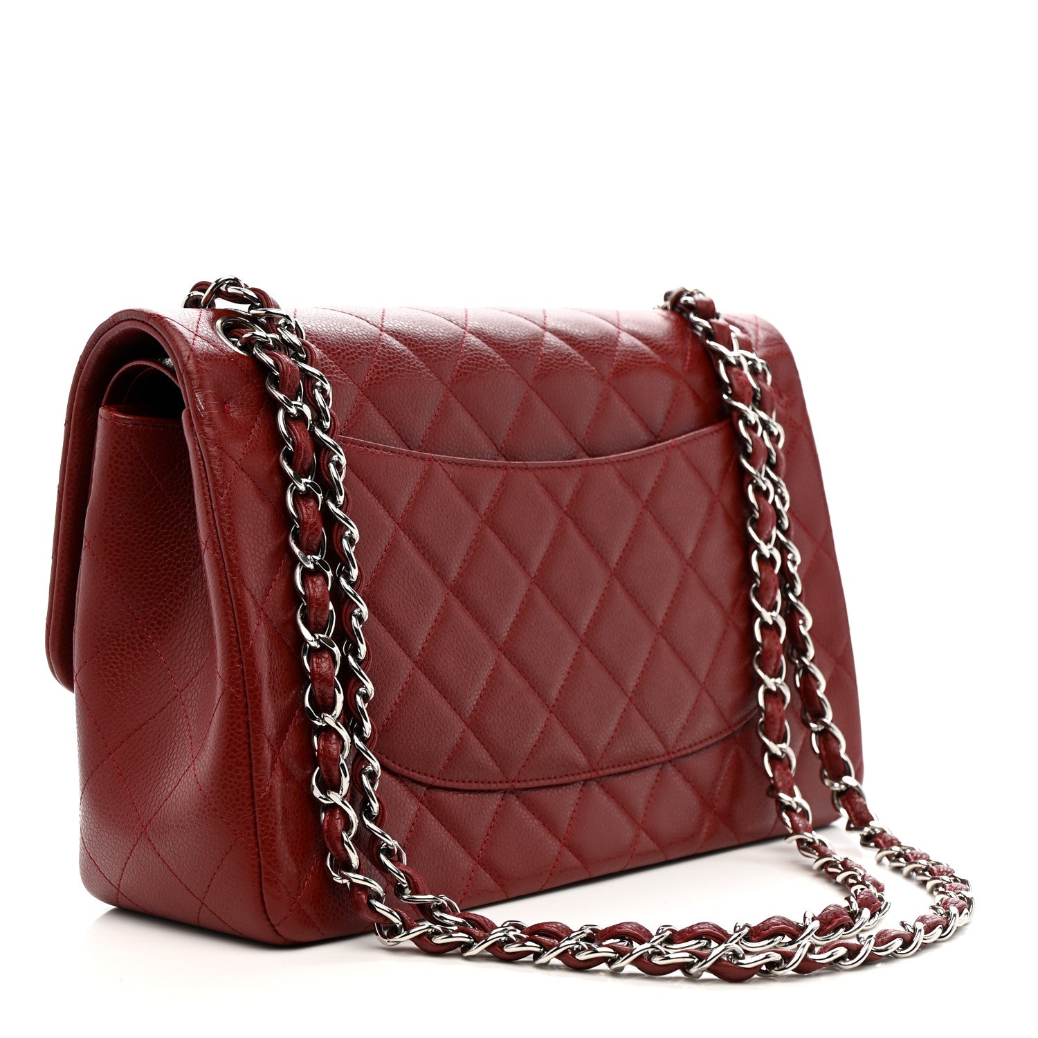 Chanel Caviar Quilted Jumbo Double Flap Dark Red 3 of 12