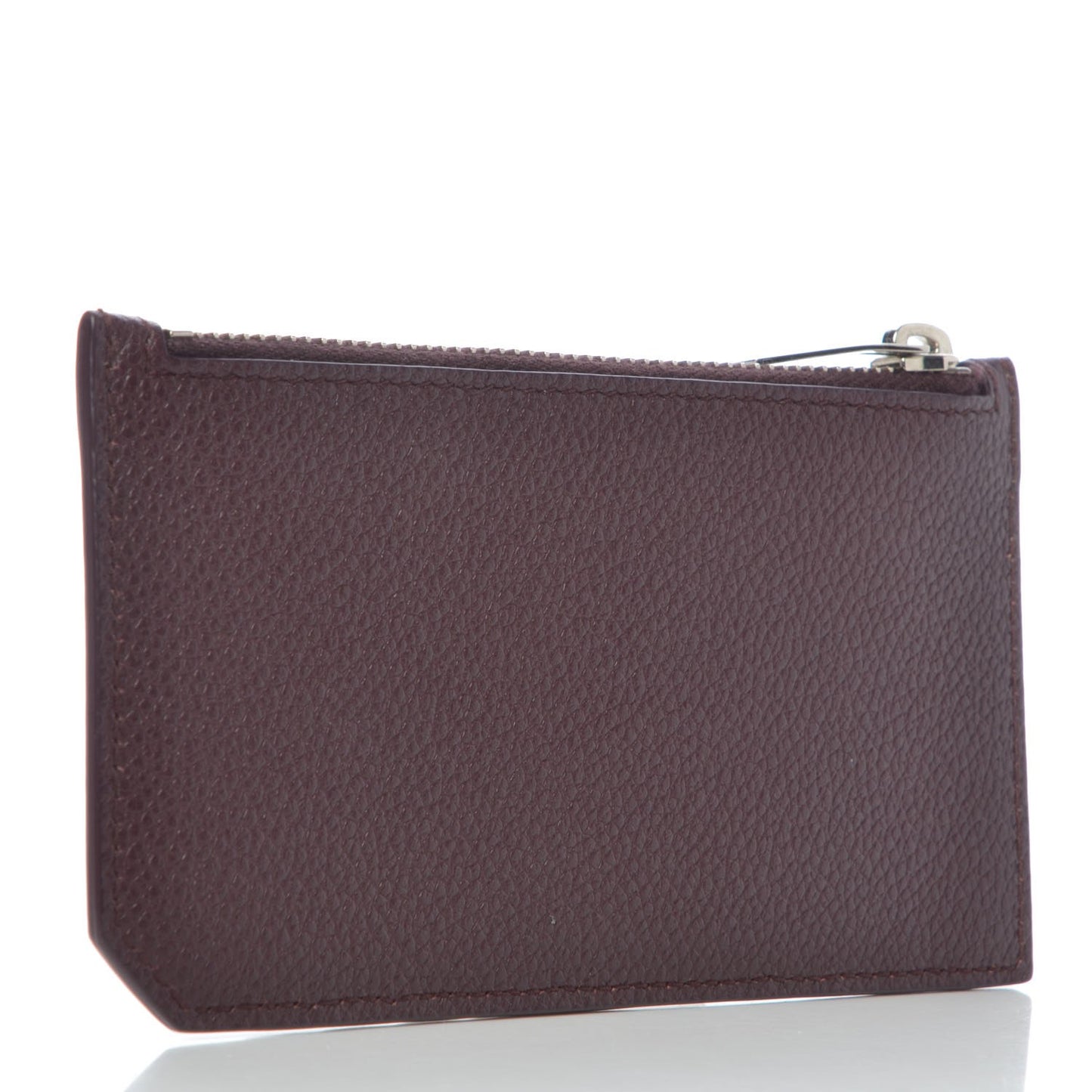 Grained Calfskin 5 Fragments Zip Pouch Card Holder Bordeaux