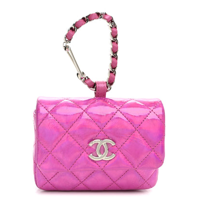 Chanel Patent Lambskin Quilted CC Hook Card Holder Pink 1 of 12