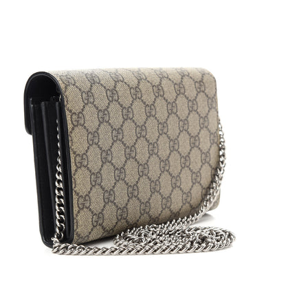 Gucci GG Supreme Monogram Mini Dionysus Chain Wallet Beige Black 2 of 8