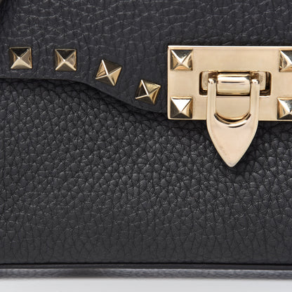 Valentino Garavani Pebbled Calfskin Medium Rockstud Flip Lock Crossbody Bag Black 8 of 10
