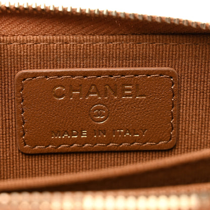 Chanel Lambskin Quilted Zip Around Coin Purse Wallet Brown 6 of 9