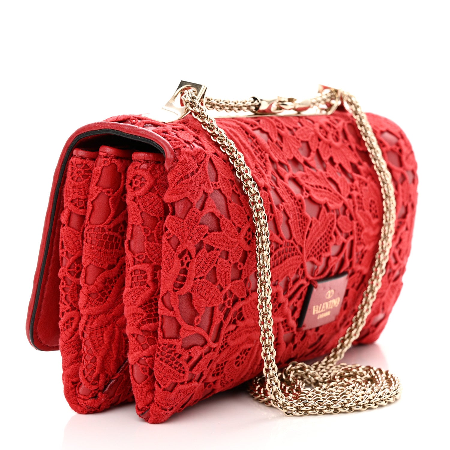 Valentino Garavani Nappa Lace Girello Flap Red 3 of 10