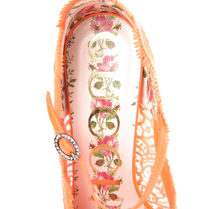 Gucci Lace Pizzo Venice Pumps 35.5 Orange Fluo 7 of 8