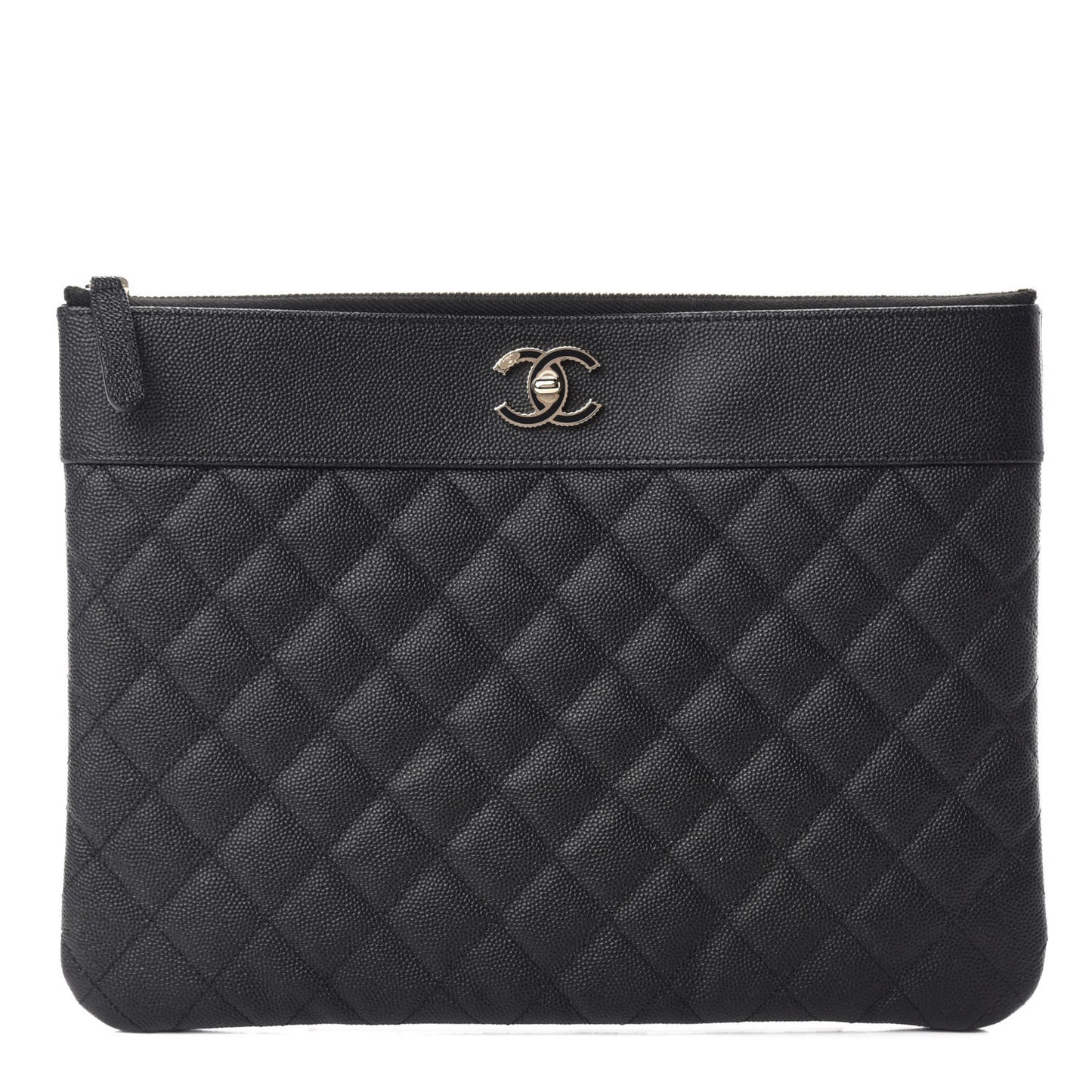 Caviar Quilted Medium Vintage Mademoiselle Cosmetic Case Black