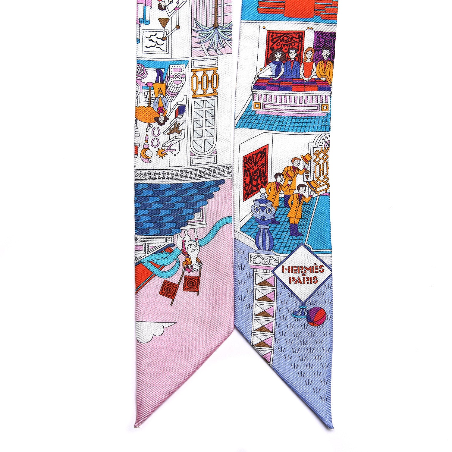 Hermes Silk La Maizeon des Carres Twilly White Rose Bleu 3 of 8