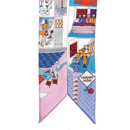 Hermes Silk La Maizeon des Carres Twilly White Rose Bleu 3 of 8