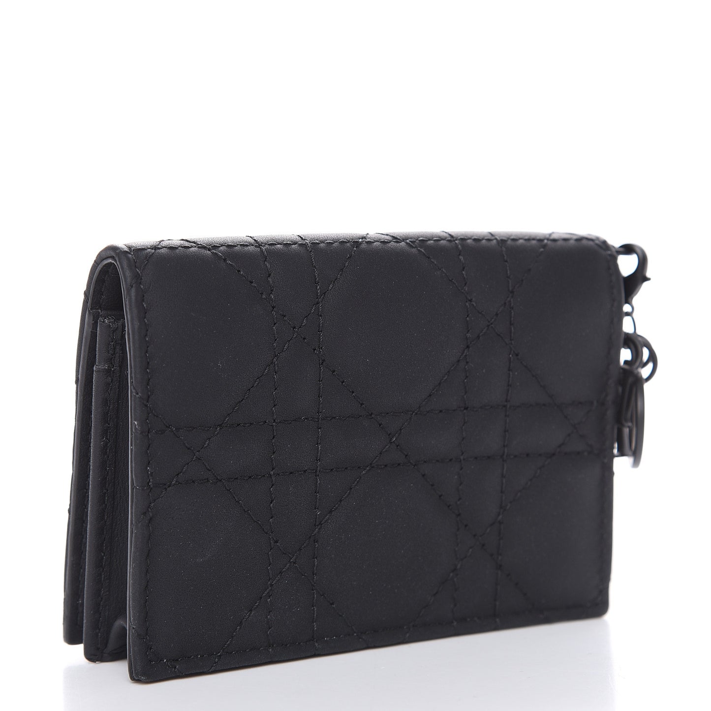Ultra Matte Calfskin Small Lady Dior Flap Card Holder Black