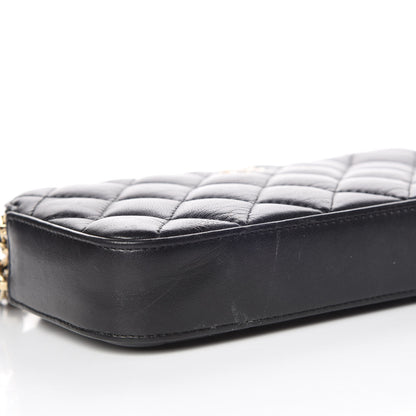 Chanel Iridescent Lambskin Quilted Pearl Clutch With Chain Black 11 of 13