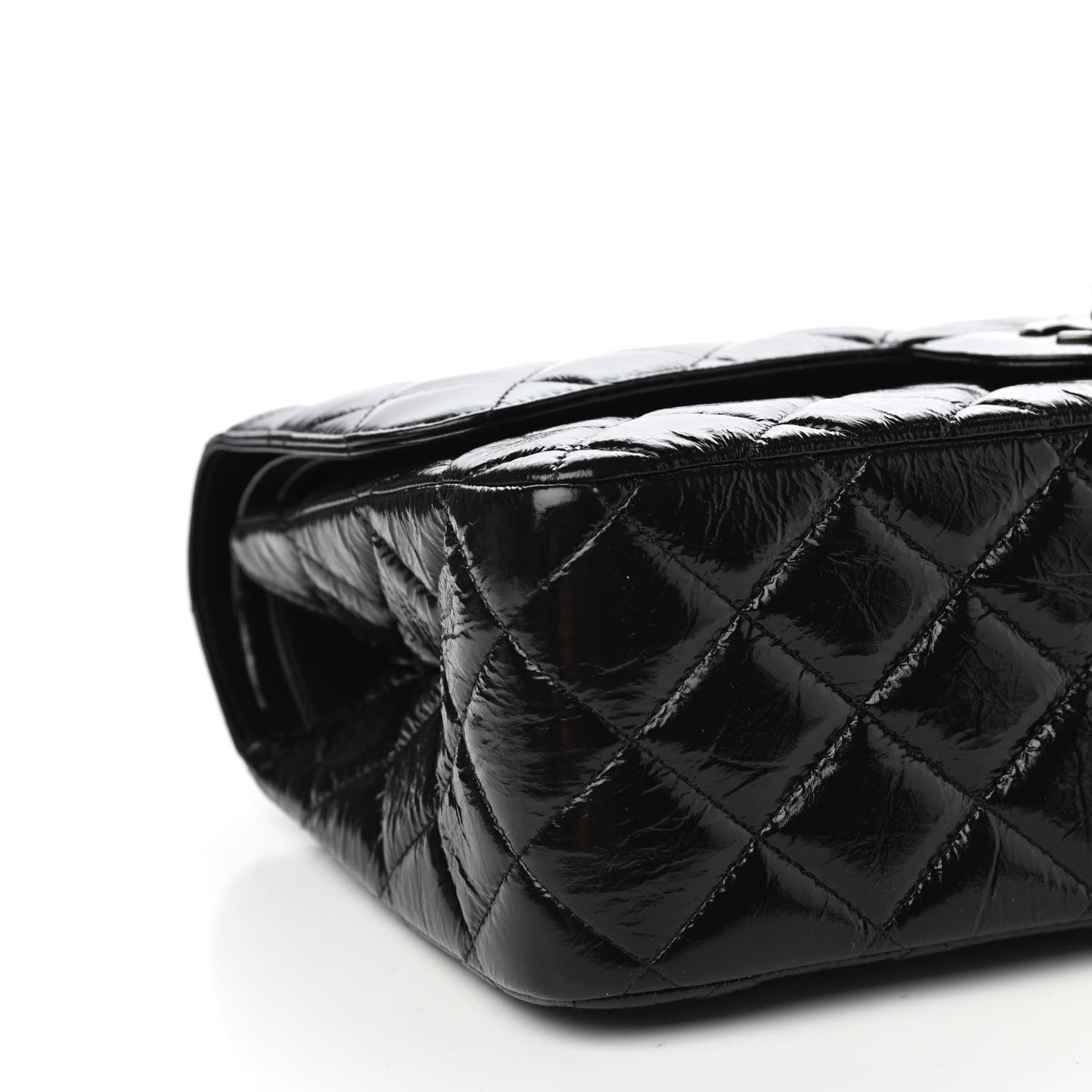 Chanel Shiny Distressed Calfskin Quilted Jumbo Double Flap So Black 8 of 11