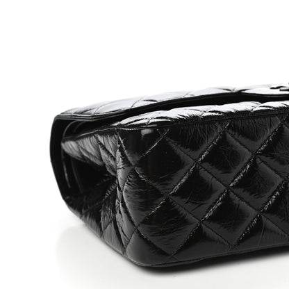 Chanel Shiny Distressed Calfskin Quilted Jumbo Double Flap So Black 8 of 11