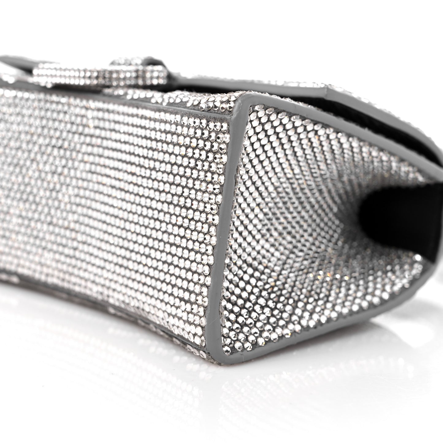 Strass Suede Hourglass Top Handle Bag XS Smoke Grey Crystal