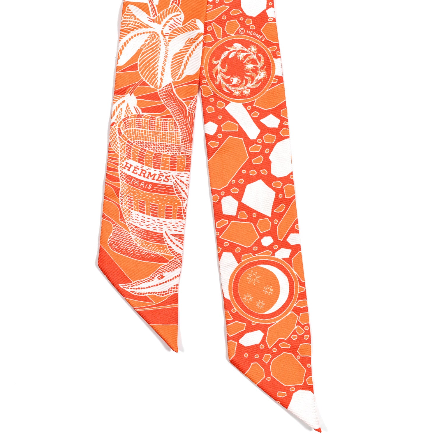 Hermes Silk La Danse Des Amazones Twilly Orange Corail White 2 of 5