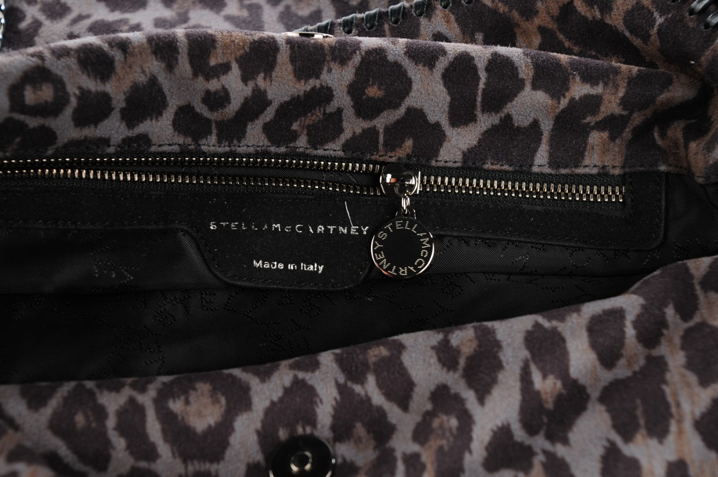 Leopard Shaggy Deer Small Falabella Tote Grey