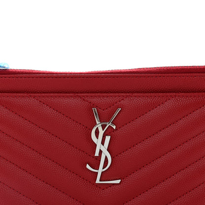 Saint Laurent Grain De Poudre Chevron Monogram Bill Pouch Rouge Eros 8 of 9