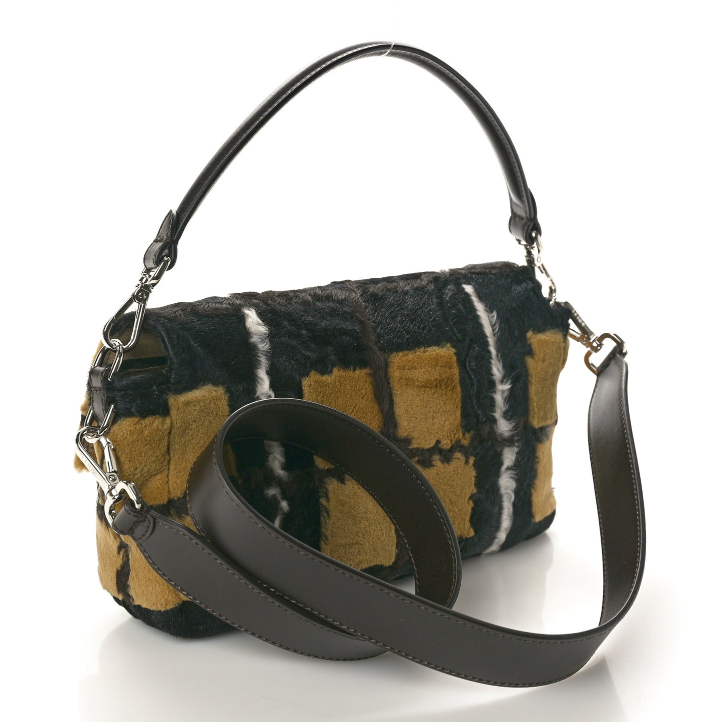 Mink Astrakhan Tartan Inlay Fur Baguette Moro Multicolor