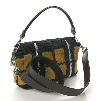 Fendi Mink Astrakhan Tartan Inlay Fur Baguette Moro Multicolor 3 of 9