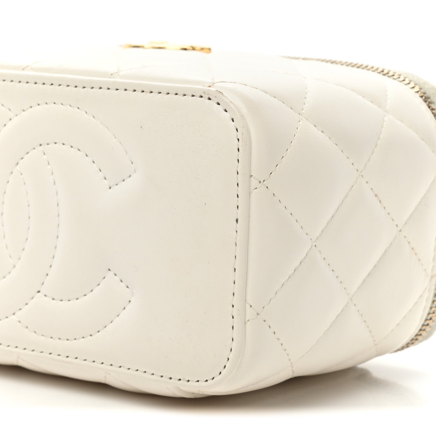 Chanel Lambskin Resin Quilted Vanity Case With Chain White 8 of 19