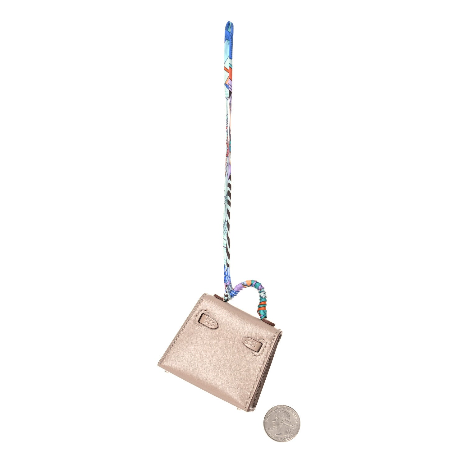 Hermes Tadelakt Mini Kelly Twilly Bag Charm Argile 2 of 5