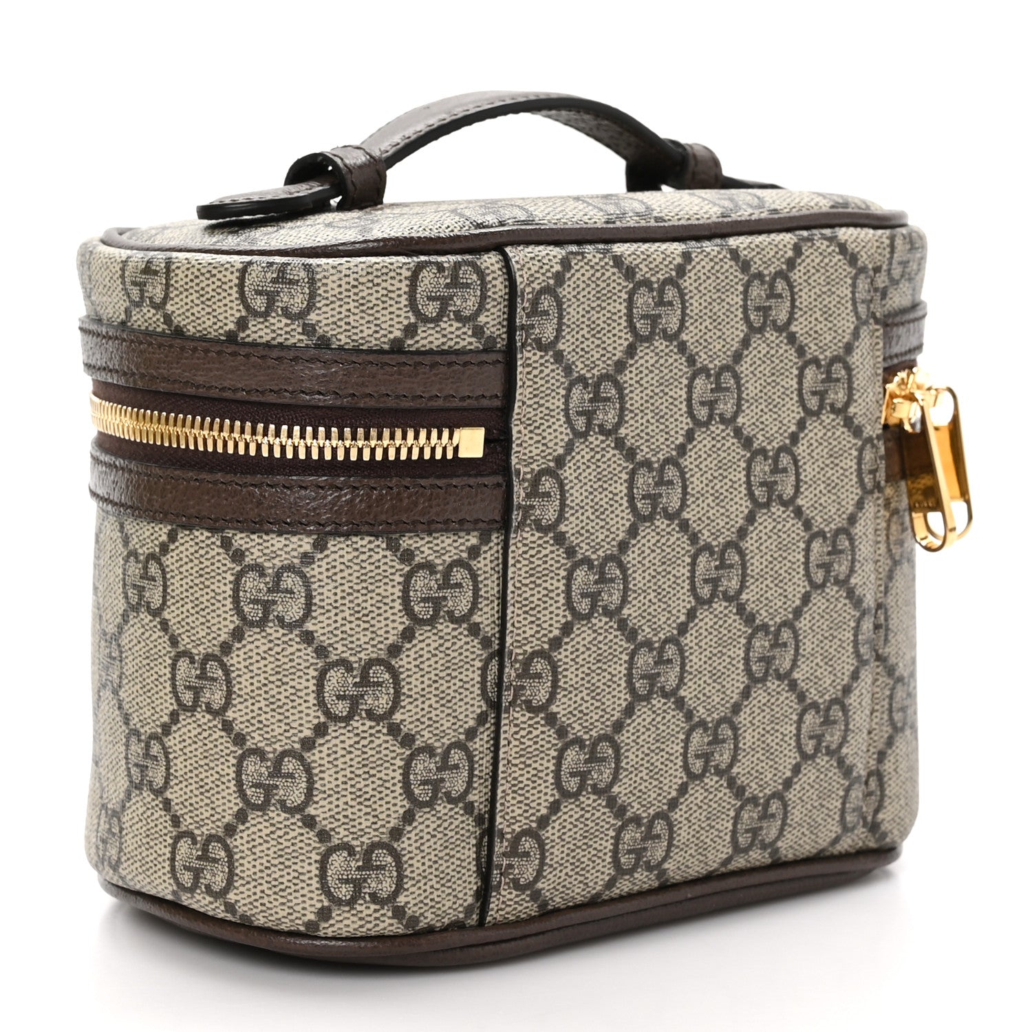 Gucci GG Supreme Monogram Textured Calfskin Web Ophidia Vanity Cosmetic Case Beige Ebony New Acero 3 of 13
