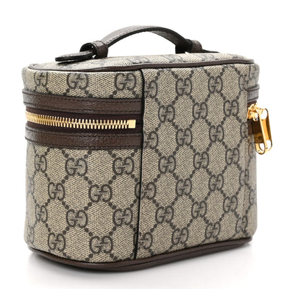 Gucci GG Supreme Monogram Textured Calfskin Web Ophidia Vanity Cosmetic Case Beige Ebony New Acero 3 of 13