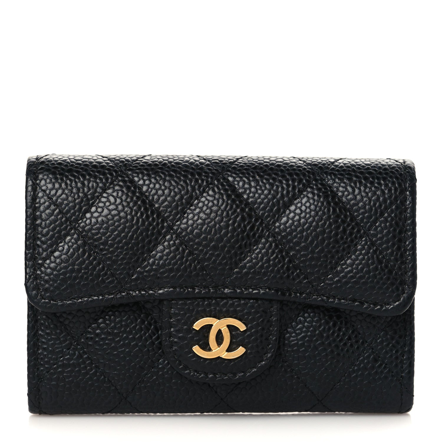 Chanel Caviar Quilted Flap Card Holder Wallet Black 1 of 8