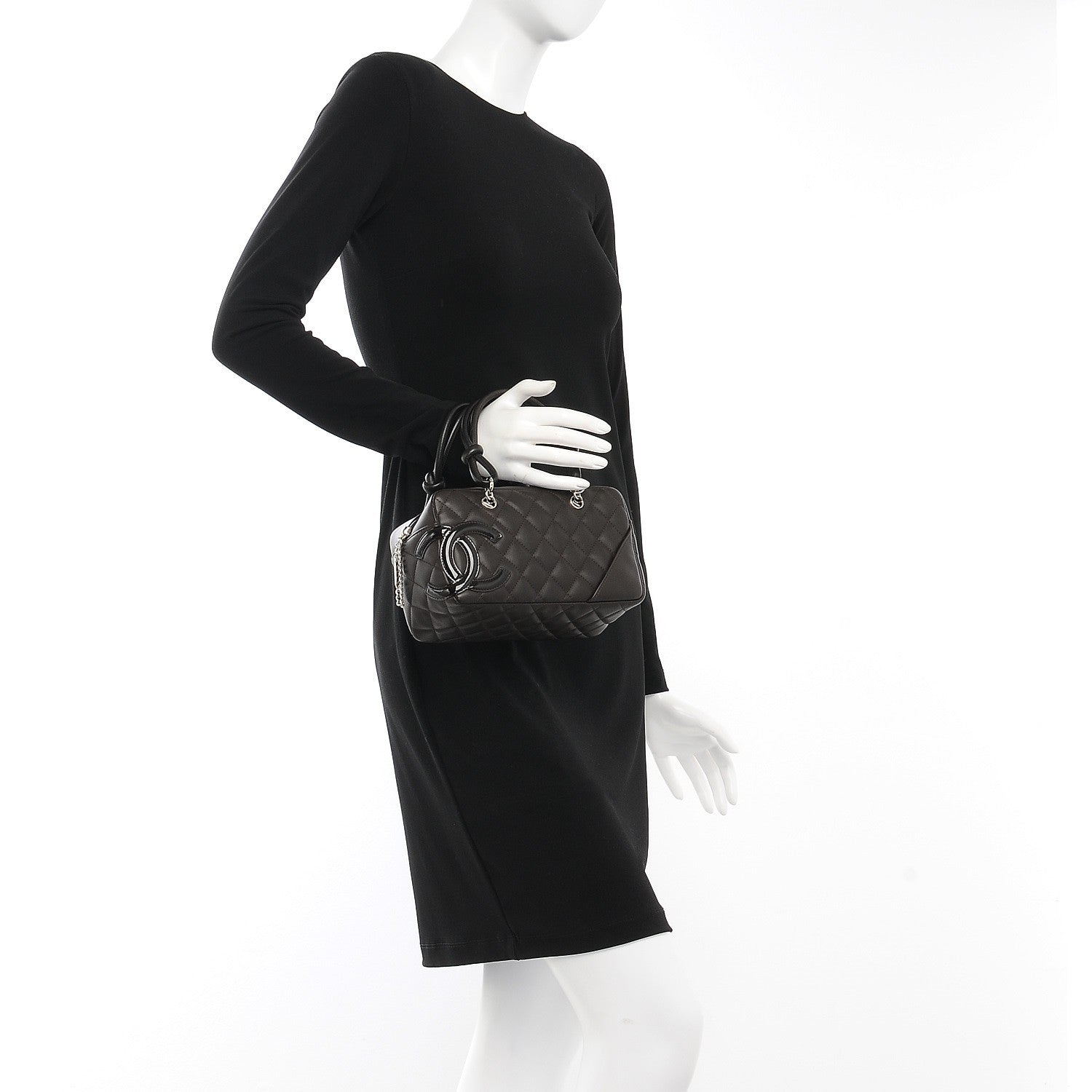 Chanel Calfskin Quilted Small Cambon Bowler Dark Brown 2 of 7