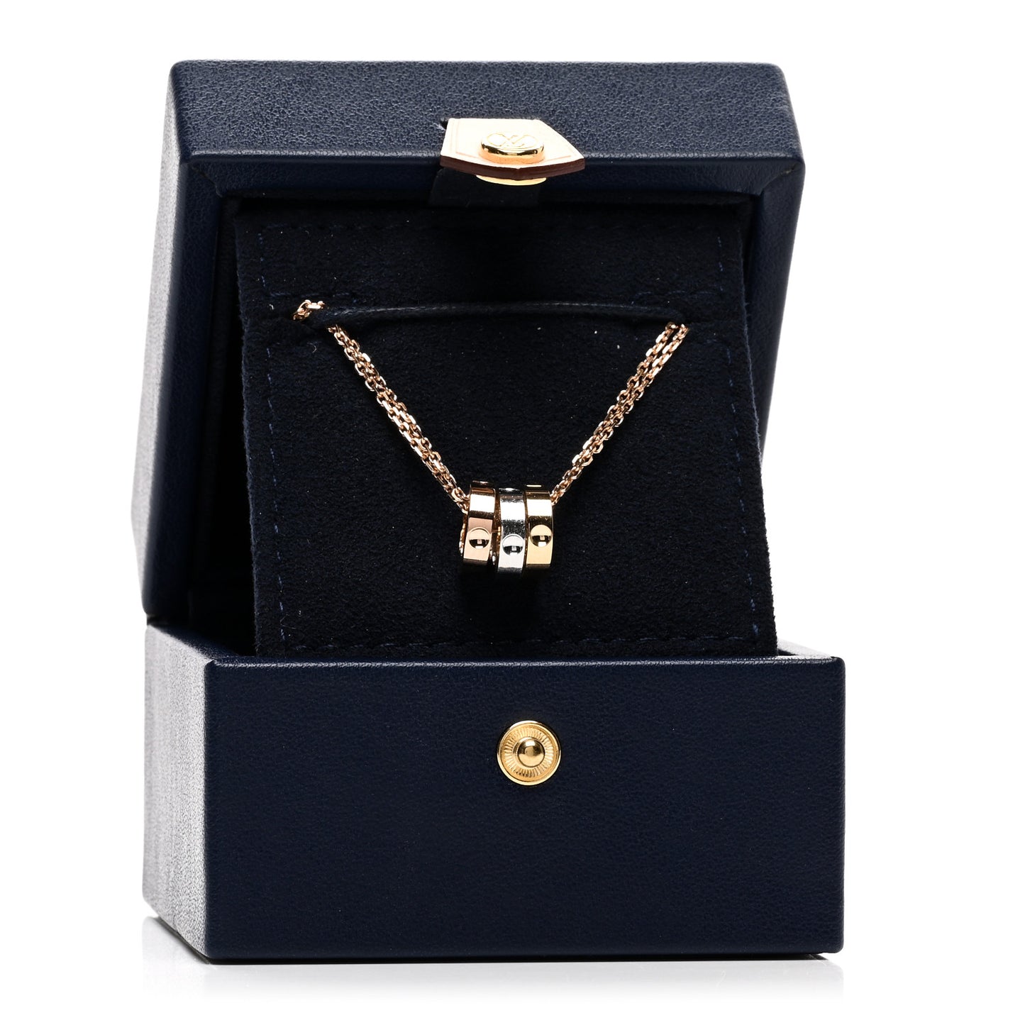 18K Yellow White Pink Gold Empreinte Pendant Necklace