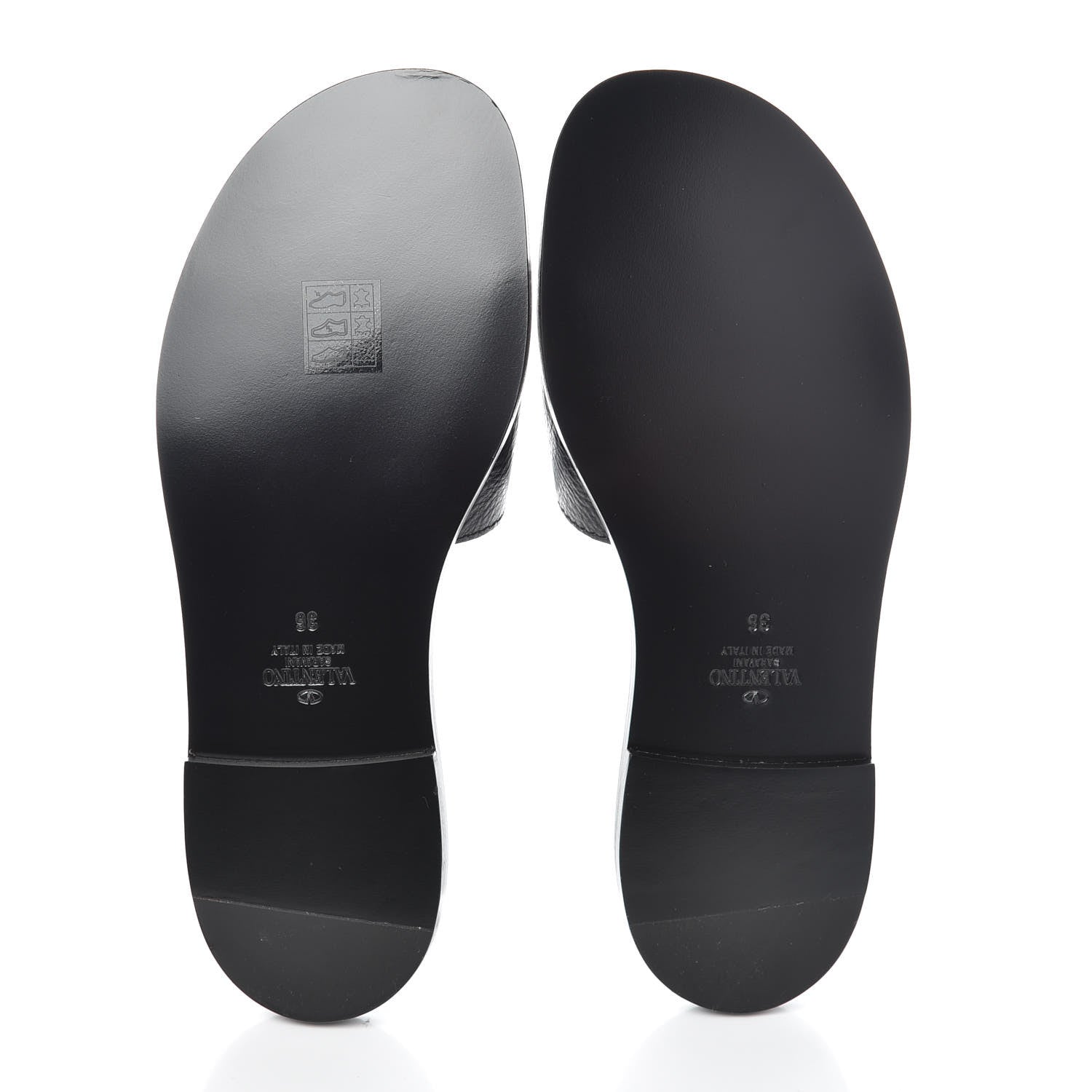 Valentino Garavani Grainy Cowhide Vlogo Flat Slide Sandals 36 Black 5 of 9