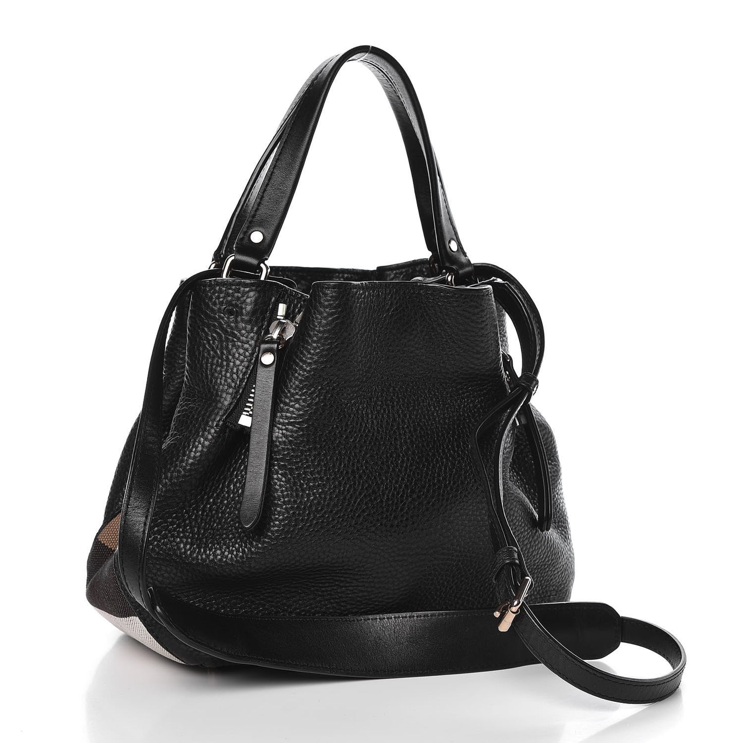 Grainy Calfskin House Check Small Maidstone Black