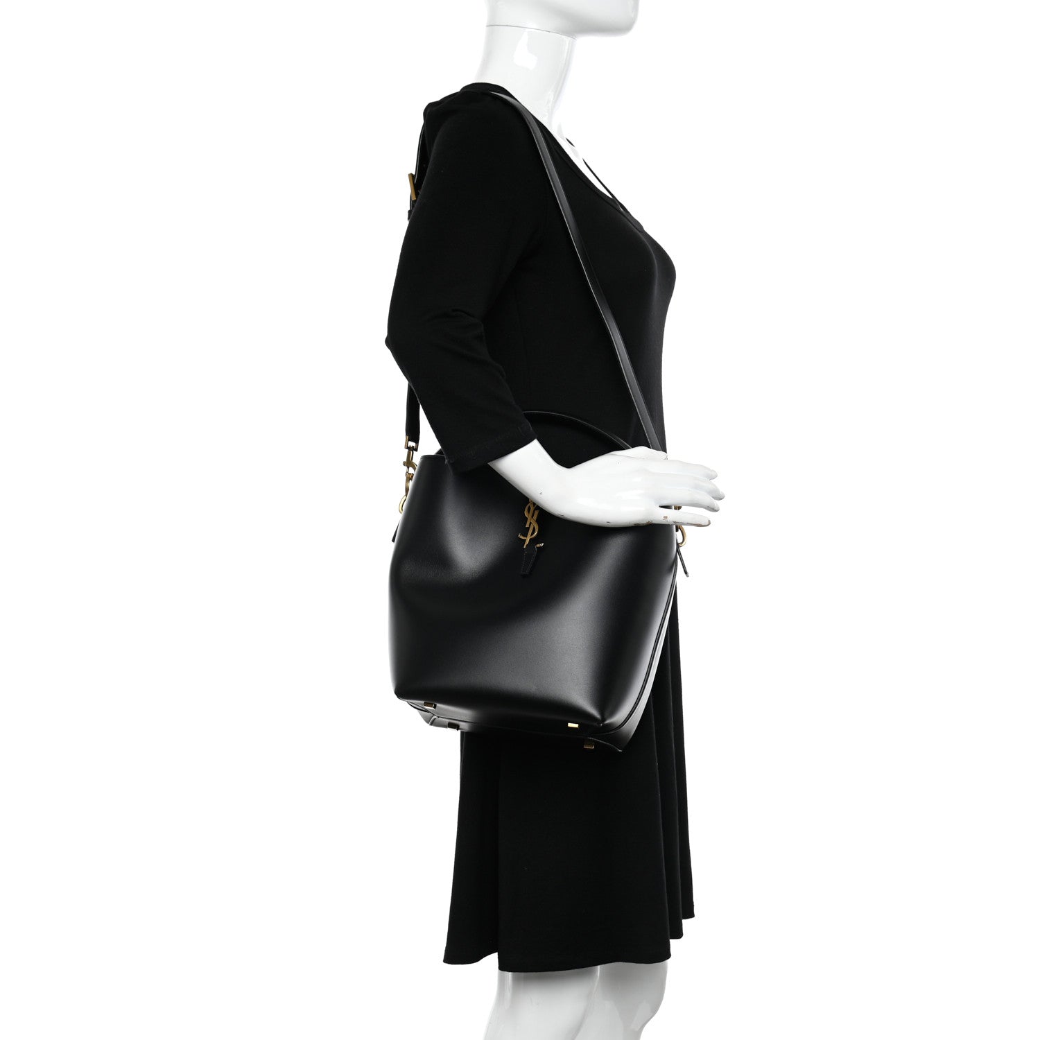 Saint Laurent Shiny Calfskin Le 37 Bucket Bag Black 2 of 11