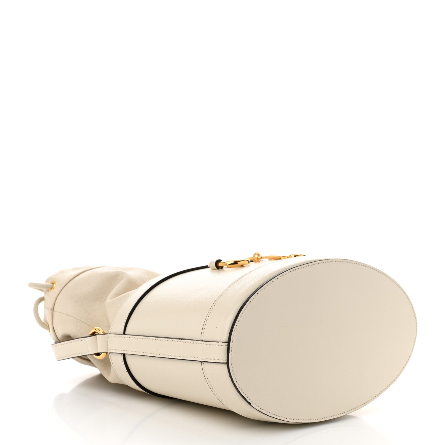 Gucci Azalea Sakai Calfskin Horsebit 1955 Drawstring Bucket Bag Mystic White 4 of 10