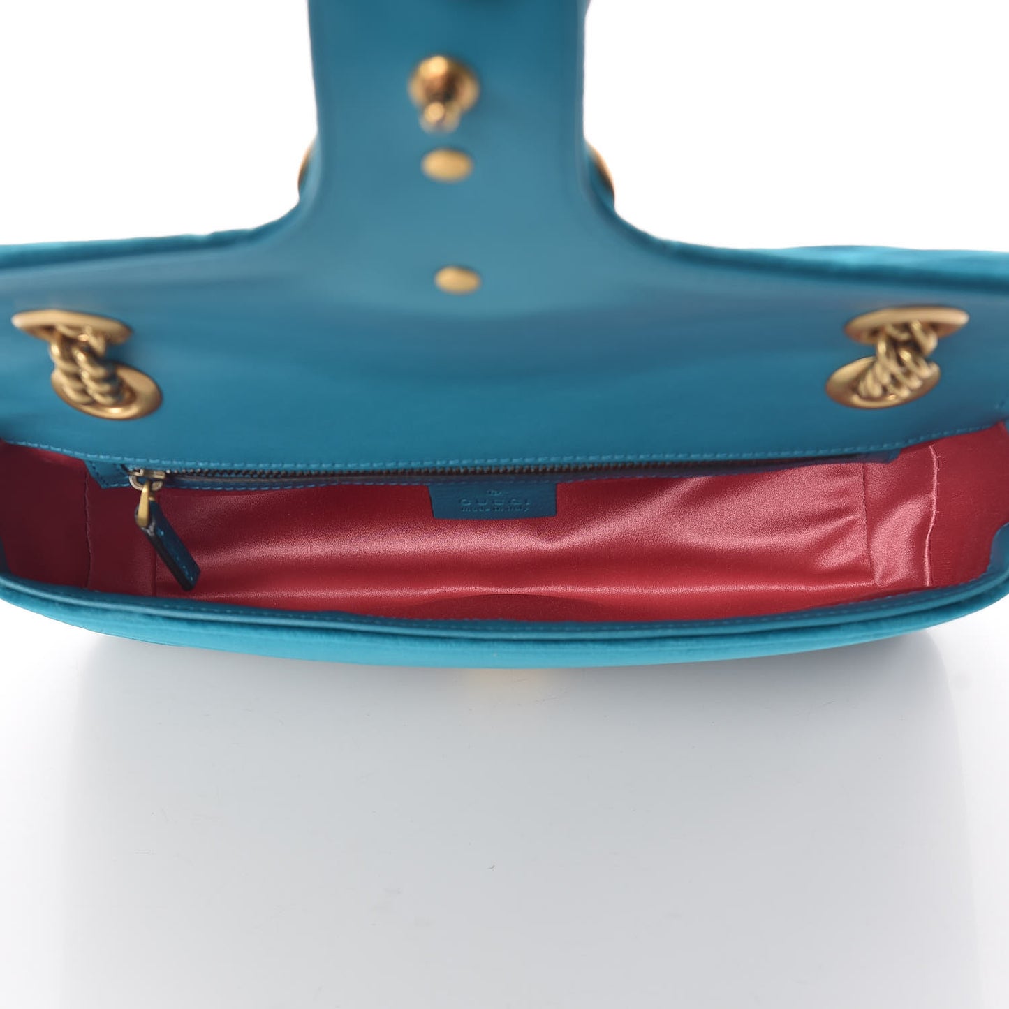 Velvet Matelasse Small GG Marmont Shoulder Bag Pavone Cyan