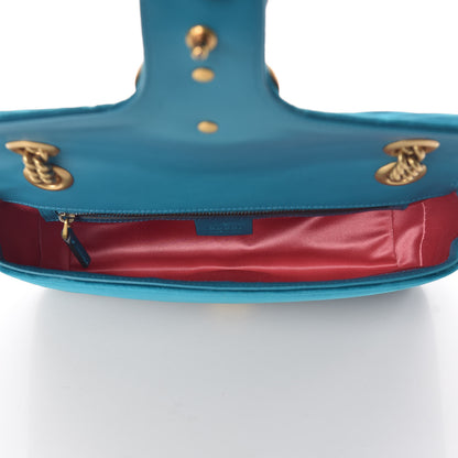 Gucci Velvet Matelasse Small GG Marmont Shoulder Bag Pavone Cyan 5 of 9