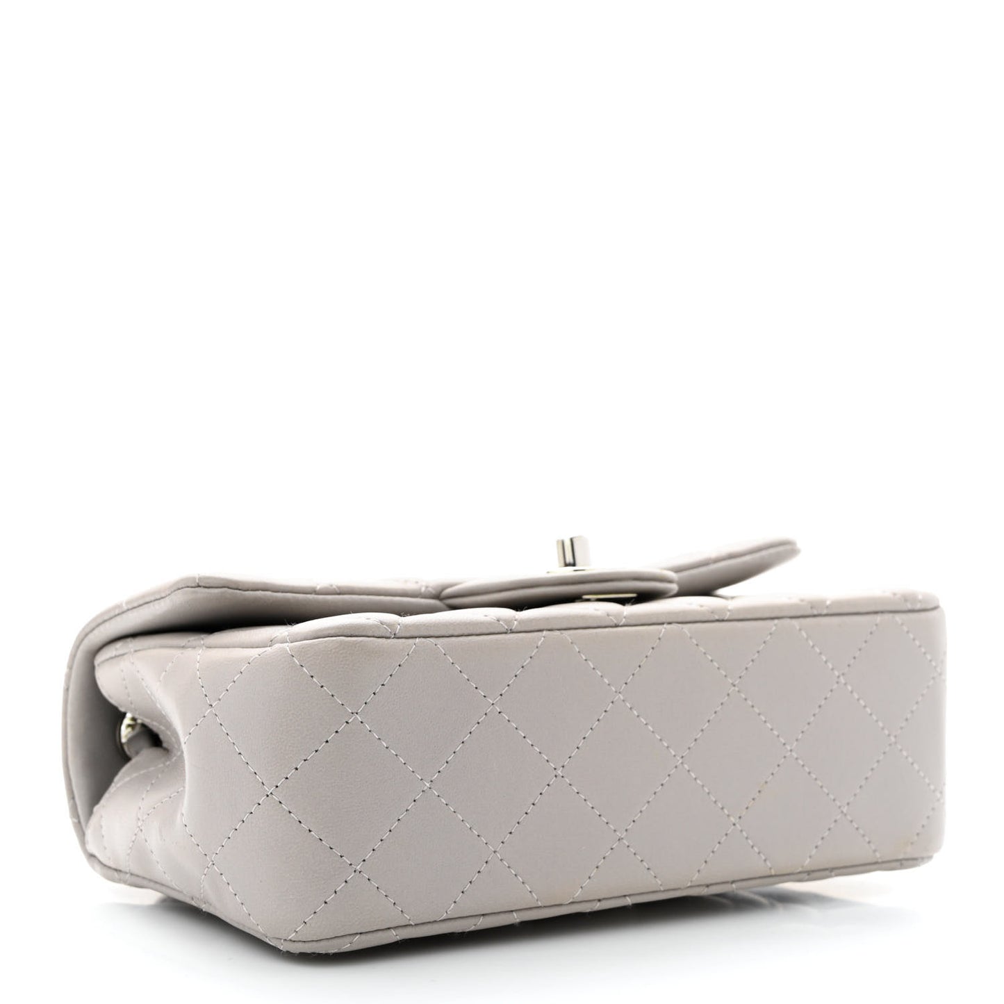 Lambskin Quilted Mini Rectangular Flap Grey