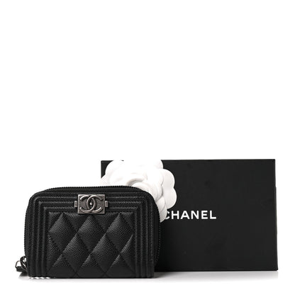 Chanel Caviar Quilted Boy Zip Around Coin Purse Wallet Black 19 of 20