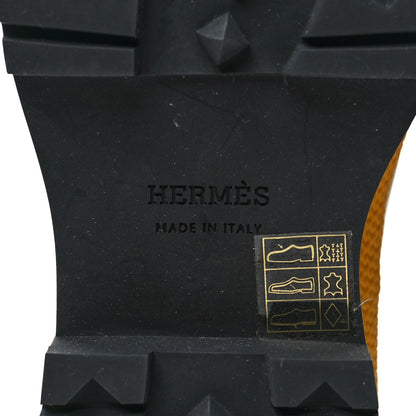 Hermes Toile De Coton Barn Boots 37 Black Marron Iroko 7 of 7