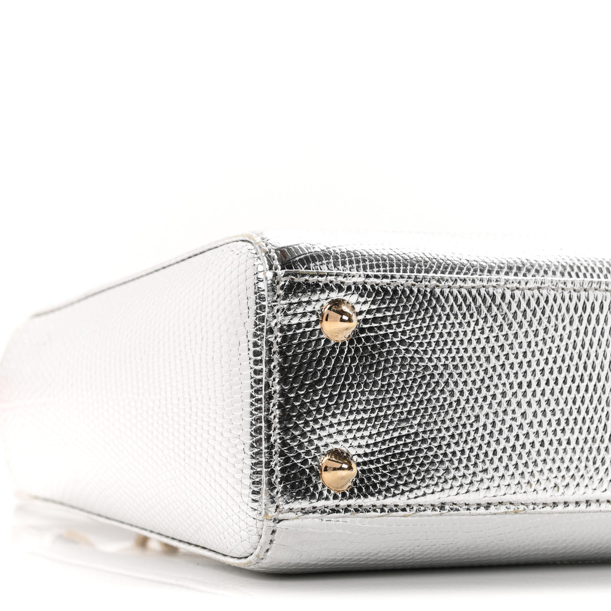 Metallic Lizard Small Lady Dior Argent