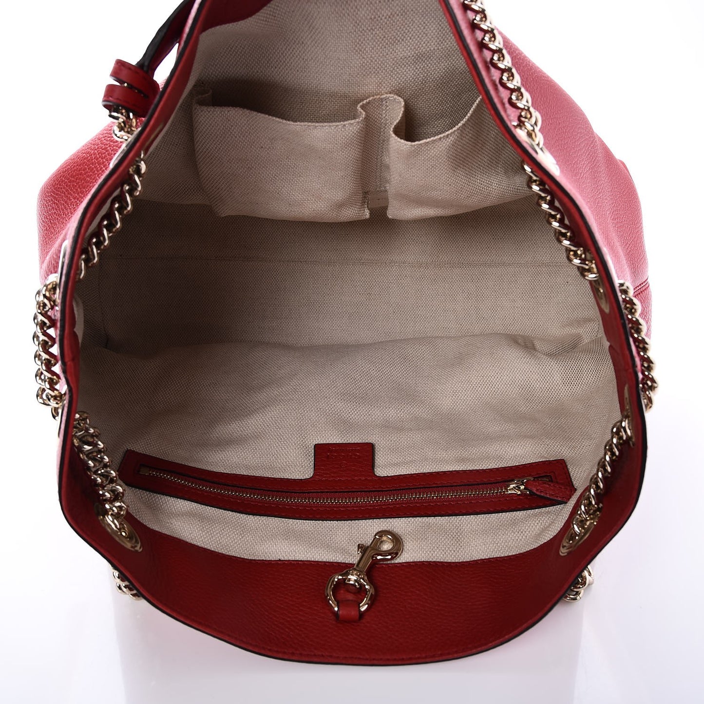 Pebbled Calfskin Medium Soho Chain Shoulder Bag Tabasco Red