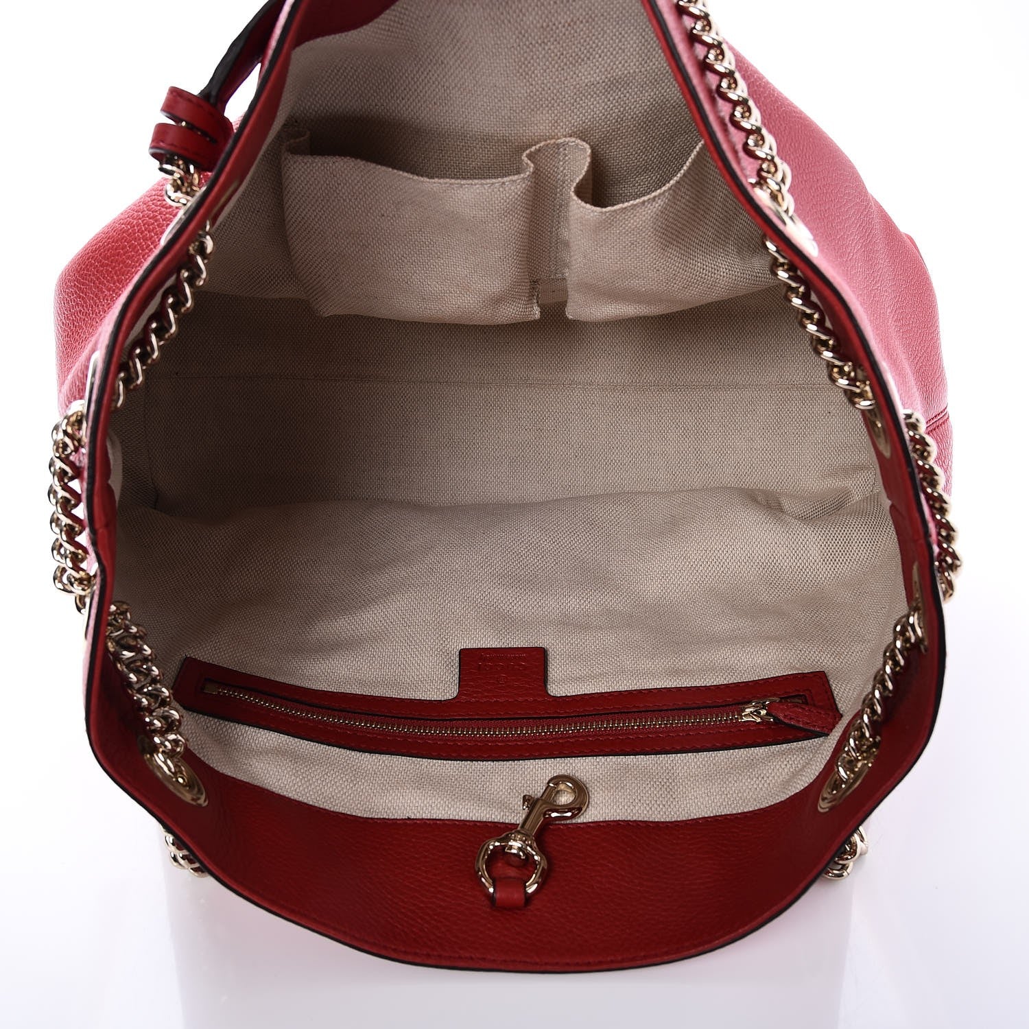 Gucci Pebbled Calfskin Medium Soho Chain Shoulder Bag Tabasco Red 5 of 7