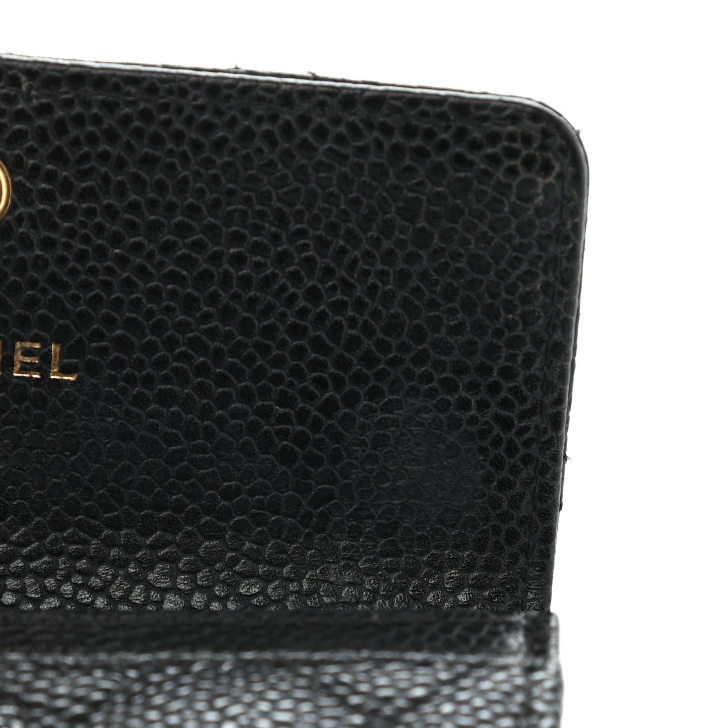Caviar Quilted Flap Card Holder Black