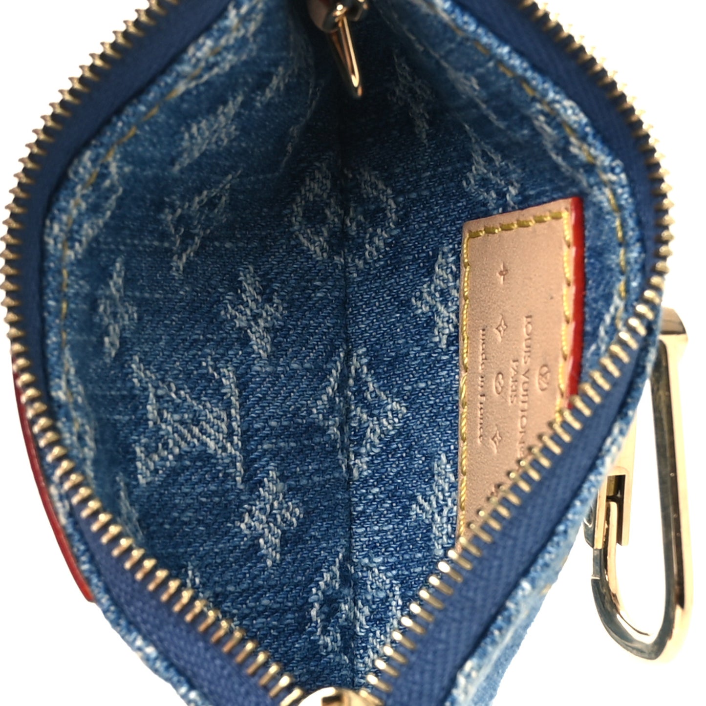 Monogram Denim Key Pouch Denim Blue