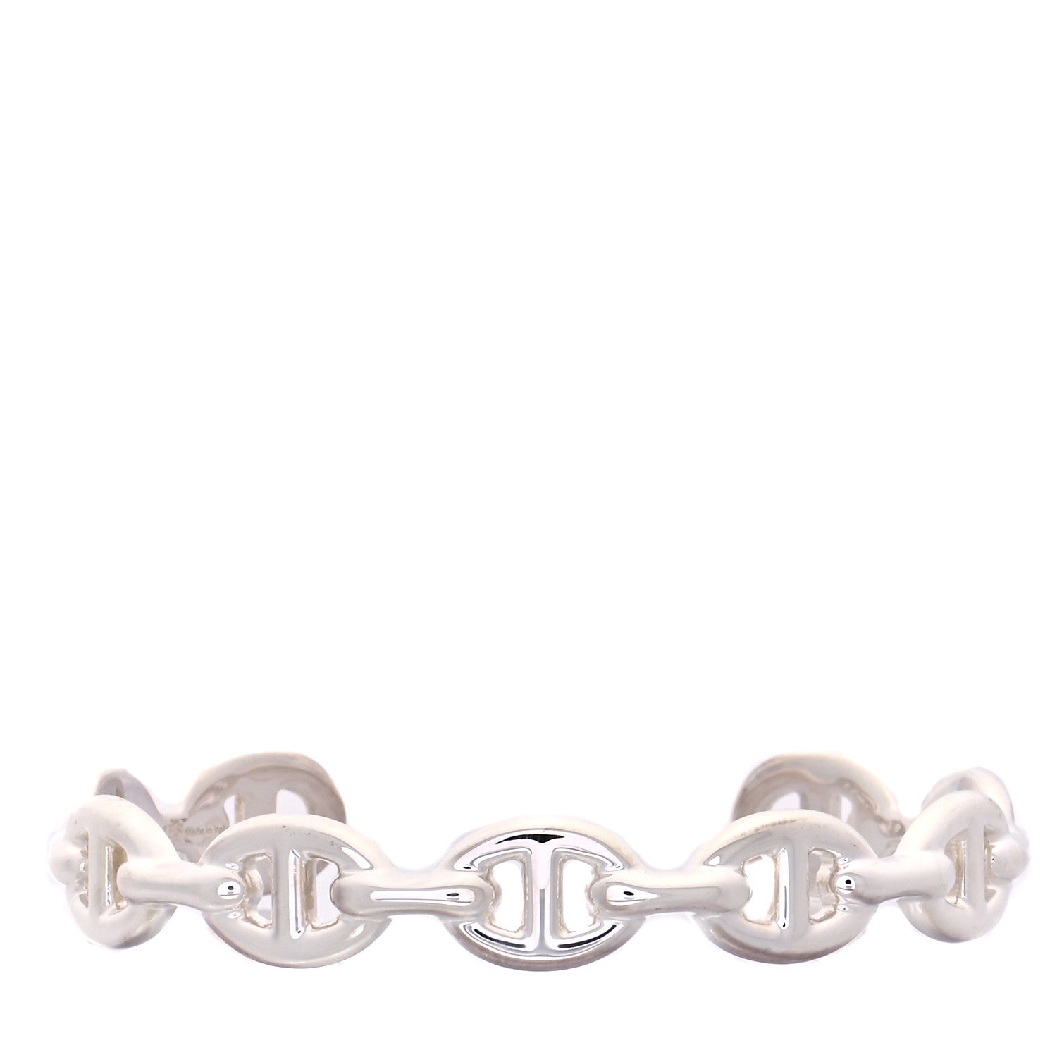 Hermes Sterling Silver MM Chaine d'Ancre Enchainee Cuff Bracelet SH 1 of 5