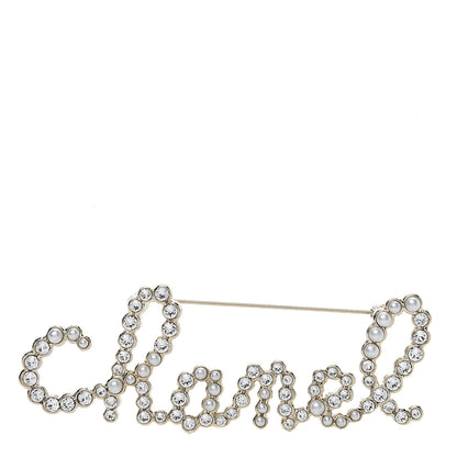 Chanel Metal Glass Swirling Pearls Brooch Pin Gold 1 of 3