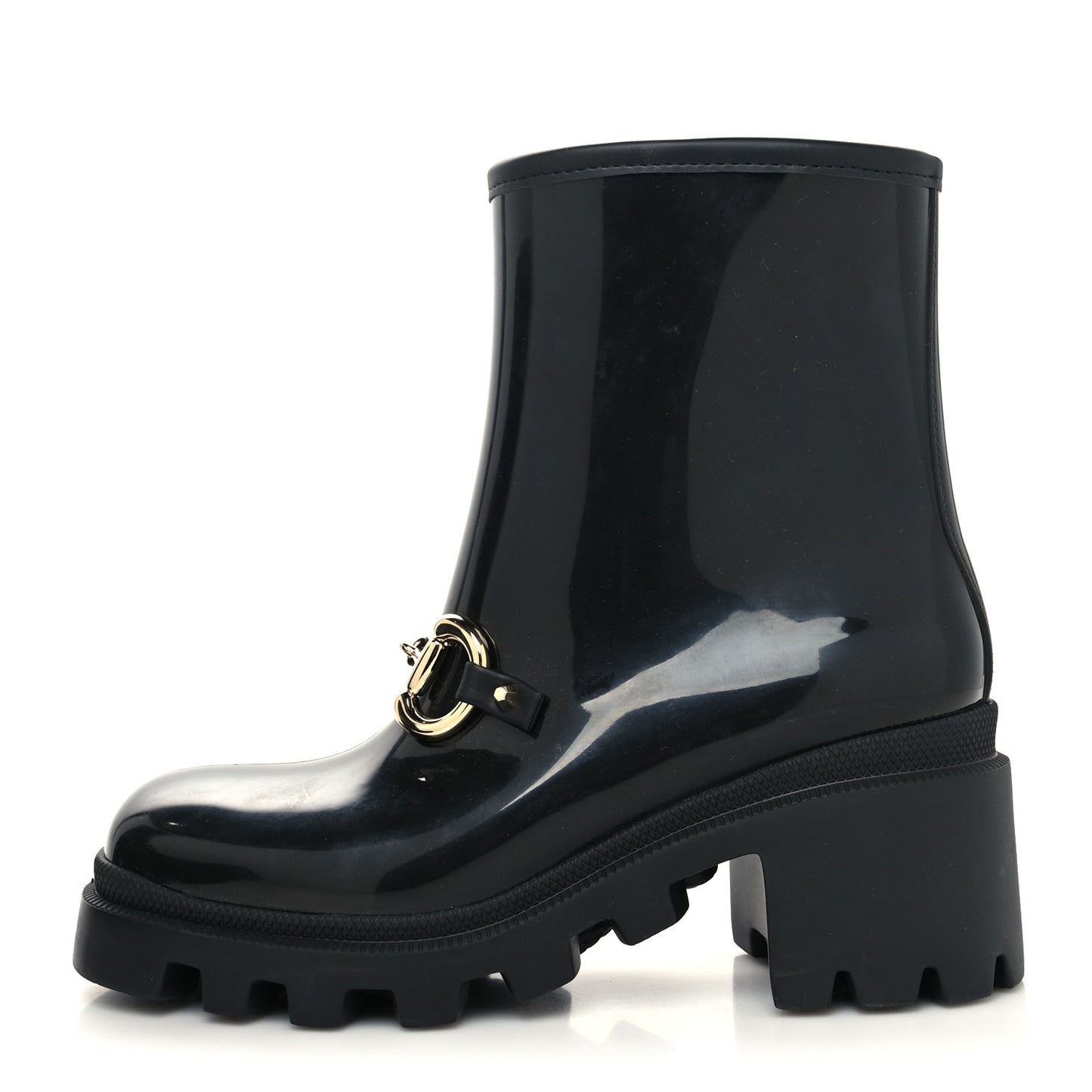 Rubber Womens Horsebit Ankle Boots 36 Black