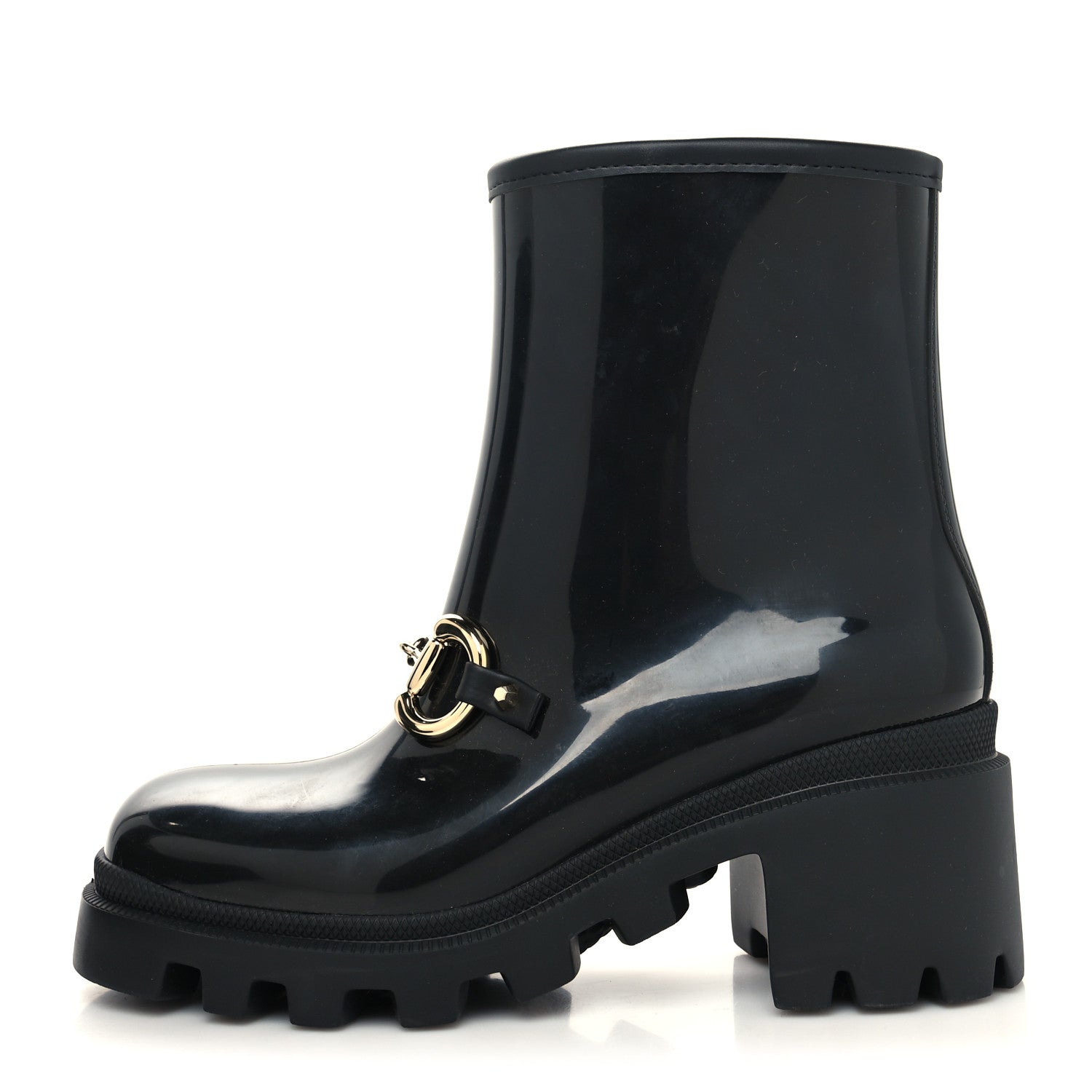 Gucci Rubber Womens Horsebit Ankle Boots 36 Black 1 of 8