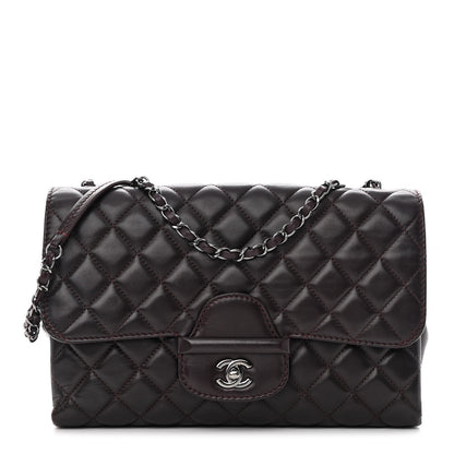 Chanel Lambskin Quilted Jumbo Coco Loop Flap Burgundy 1 of 14
